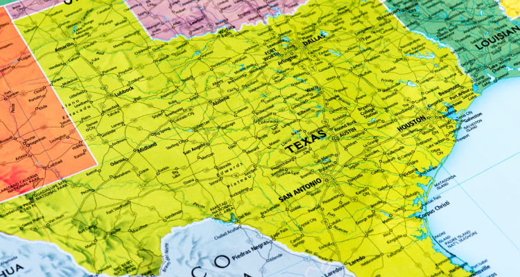 Texas Is a massive state, The image is of the State of Texas as seen in an atlas