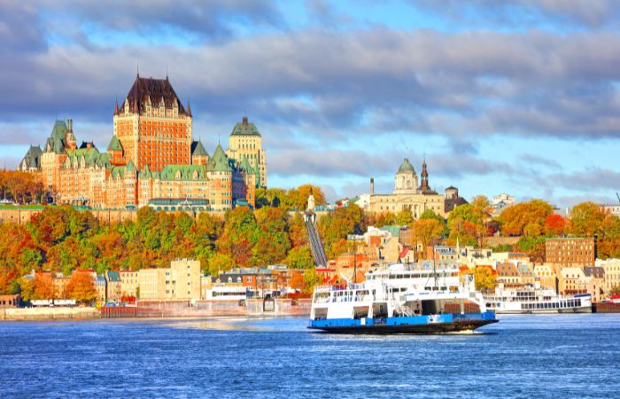 A beautiful and colorful autumn photo of Quebec City. Taken from across the Saint Laurent river.
