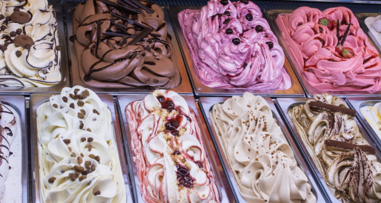 Creamy and Colorful Gelato Selection.