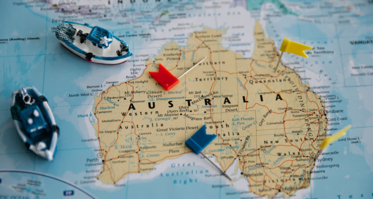 A map of Australia.