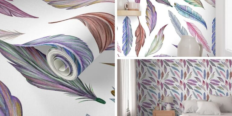 Feather Boho Wallpaper for Baby Girl’s Nursery Room