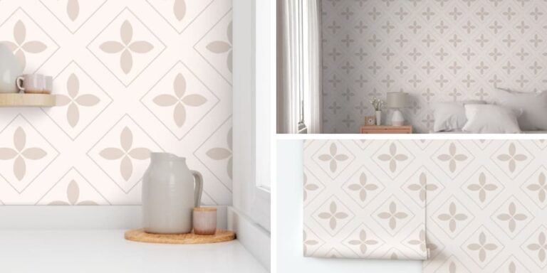 Elegant Baby Girl’s Nursery Room Wallpaper in Pale Pink Geometric