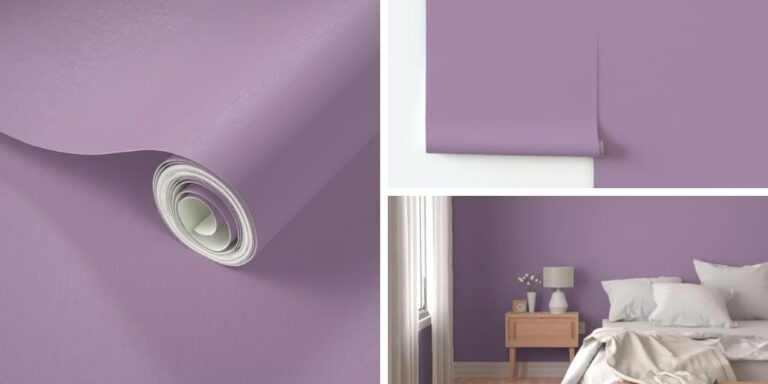 Wallpaper in Solid Mauve Pink for Neutral Baby Girl Nursery Accent Wall