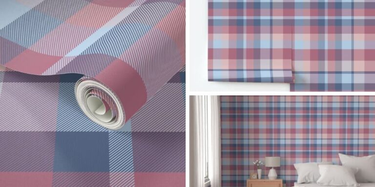 Plaid Pink Wallpaper for Baby Girl’s Nursery Room