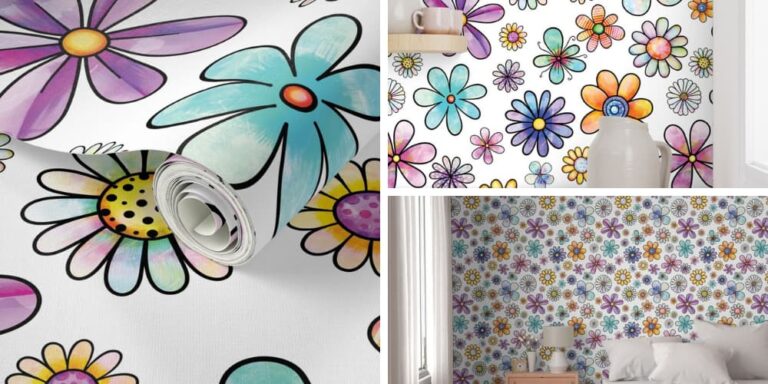 Whimsical Floral Wallpaper for Baby Girl’s Nursery Room